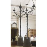 A pair of two branch lamps 120cm high (sold as parts)