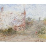 19th Century SchoolCountry road with Inn and wind mill in distanceWatercolourSigned Henry Hine () in