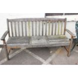 A teak garden bench