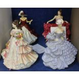 Four Royal Doulton figures 'Georgina' limited edition no. 108 of 4950, with box, 'Summer's Belle'