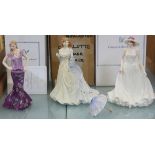 Three Royal Worcester figures 'Ella' Limited edition no 533 of 7500, with box and certificate, '