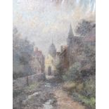 Dutch School Town scene with path in foregroundOil on canvasUnsigned44cm x 34cm