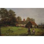 William Edward Cooke (19th Century)Farmyard sceneOil on boardSigned with monogram and dated, 1889,