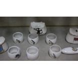 A Wilton China 'Felix the Cat', a model of a creel, six napkin rings etc