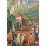 Peter Carey (20th Century)Village sceneOil on canvasSigned and dated '82 lower left69.5cm x 49.5cm