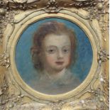 Portrait of a young girl, oil on canvas, in a circular frame, unsigned, (af) 30cm in diameter