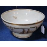 A French porcelain commemorative punchbowl of maritime interest, mid 19th century , painted with a