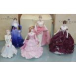 Five Coalport figures 'Ladies of Fashion Gail' with box, 'Ladies of Fashion Anne', with box and