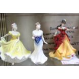 Seven Royal Doulton figures 'Ninette' HN2379, 'For You' HN3754, 'Belle' HN3703, with certificate, '