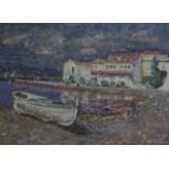 Jordi Freixas Cortes (1917-1984)Boat docked in the bayOil on canvasSigned lower right46cm x 66 cm