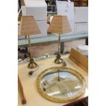 A pair of modern lamps and a gilt decorated convex mirror (sold as parts), a Royal Kent 'Golden