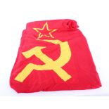 A Large Original East German Made Communist Soviet House Flag of multi-piece construction with