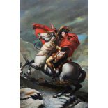 20th Century SchoolNapoleon on horse back on the road to MoscowOil on canvasSigned indistinctly