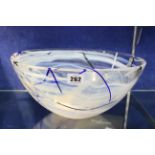 A Swedish Kosta Boda art glass bowl with linear decoration 35cm diameter