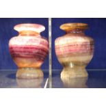 A pair of Derbyshire Blue John Vases 19th Century, with purple white and brown striations, each