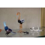 A collection of Italian glass miniature figures including tigers and Emu's (8)