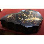 Japanese lacquered box in form of a bats wing