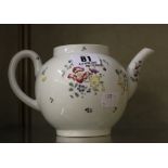 An 18th Century Worcester teapot, flower pattern, missing lid