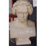 A large composite bust of 'Beethoven', 63cm high approx.