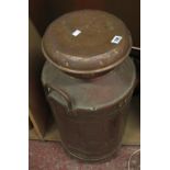 A Home Counties copper milk churn, 20th Century, and a copper kettle