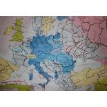 'Der Zweite Welthieg 1939 bis 1945' The course of the war from 1939 to 1945, large colour map, 190cm