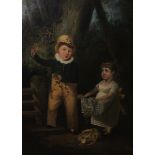 English School (19th Century)Two children by a StileOil on canvasSigned with initials J.P and