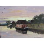 Owen Waters (1916-2004)'Evening on the Trent and Mersey Canal'Oil on boardSigned18cm x 23cm