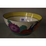 A Clarice Cliff Bizarre Gayday pattern bowl, hand painted with bright summer flowers above bands