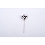 A Second World War German NSDAP Enamel Stick Pin black on white with gilt border, marked to