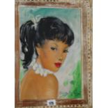 Mary Jacques (20th Century) Oriental Beauty Oil on canvas Signed