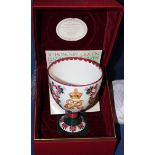 A Royal Doulton Wemyss Centenary Presentation Goblet and Presentation box, dated 1980, limited