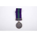 A General Service Medal 1918-62 ERII to Private Salmon Royal Army Medical Corps one clasp Malaya (