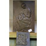 Two Bronze Plaques, French School (), A Mother breast feeding her baby signed CALM lower right