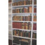 Six shelves of Antiquarian and leather bound books