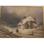 Attributed to Henry Bright (1814-1873)Winter landscapeWatercolourUnsigned30cm x 41cm