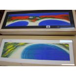 Four Gouache of Mediterranean Bays by Jo Probert