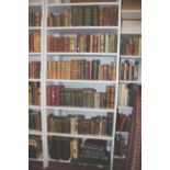 Six shelves of Antiquarian and leather bound books