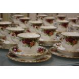 A quantity of Royal Albert 'Old Country Roses' tea cups with saucers (38 cups)