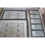 A quantity of framed currency, (5)