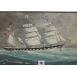 Williams (20th Century) Ship off the coastWatercolourSigned and dated 190227cm x 39.5cm;And