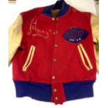 An Early American 1950’s Embroidered Football Jacket inscribed ‘Johnny’ with applied football shaped