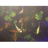 Claire Frances Smith (Contemporary)'Koi & Lily Pads I'Oil on canvas Signed100cm x 76cm