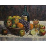 20th Century SchoolStill life of fruitOil on boardUnsigned39.5cm x 51cm;And an oil on board by