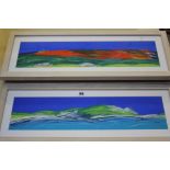 Four Gouaches of Mediterranean Bays by Jo Probert