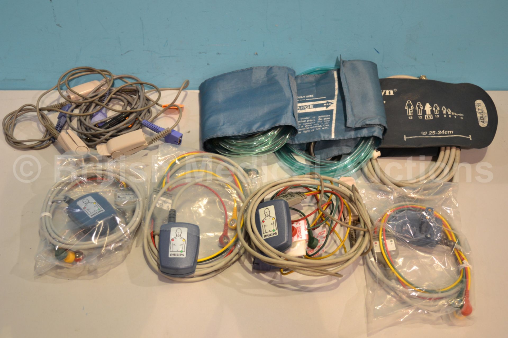 Lot of ECG Cables, SPO2 Finger Sensors, NIBP Cuffs