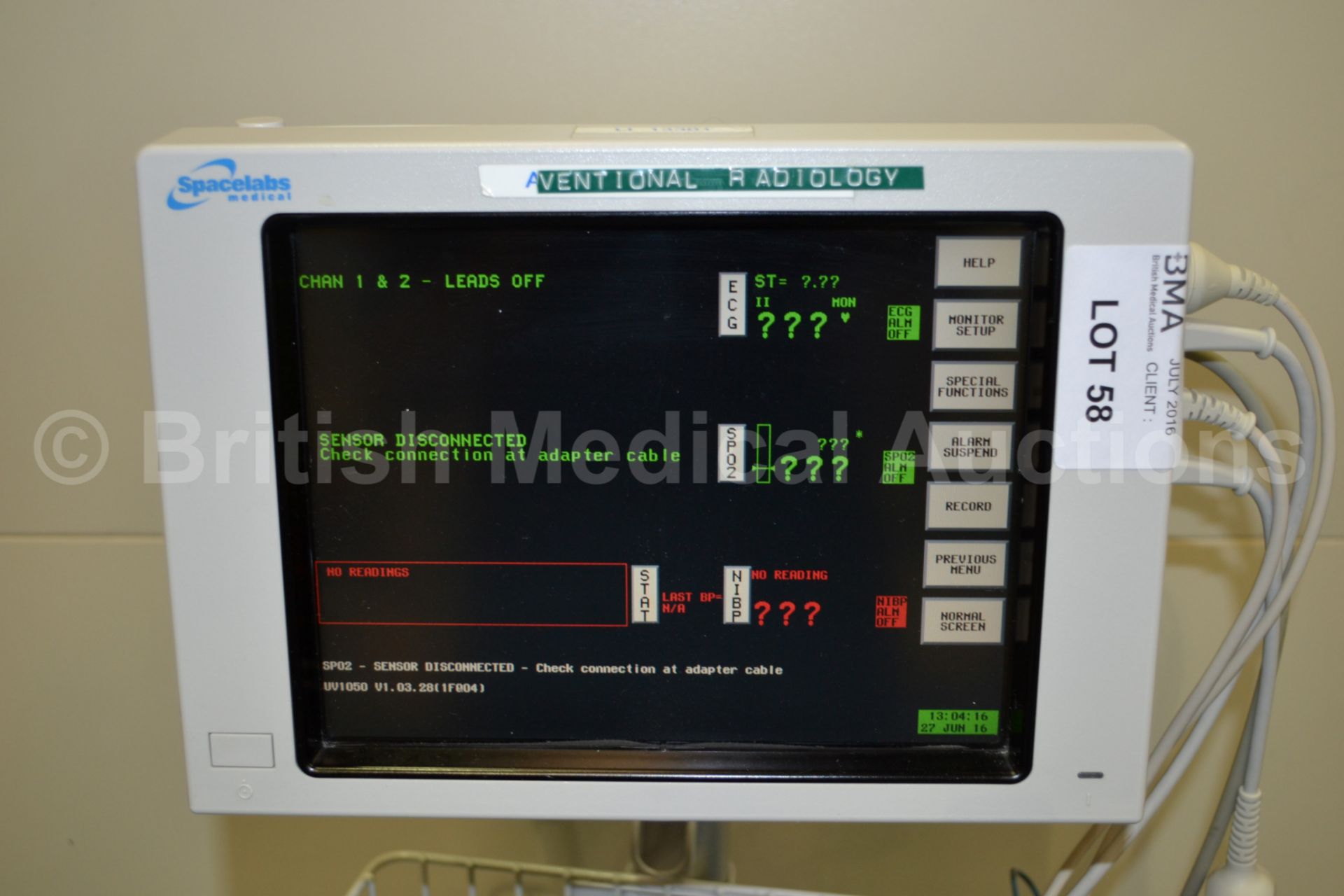 Spacelabs 90369 Patient Monitor On stand with ECG, - Image 2 of 5