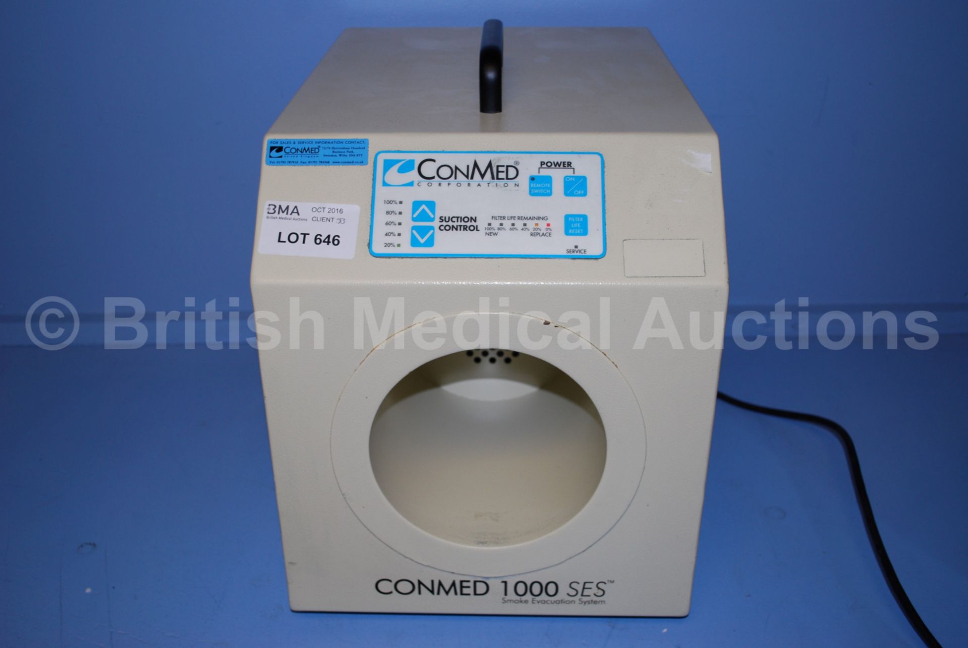 Conmed 1000 SES Smoke Evacuation System (Powers Up