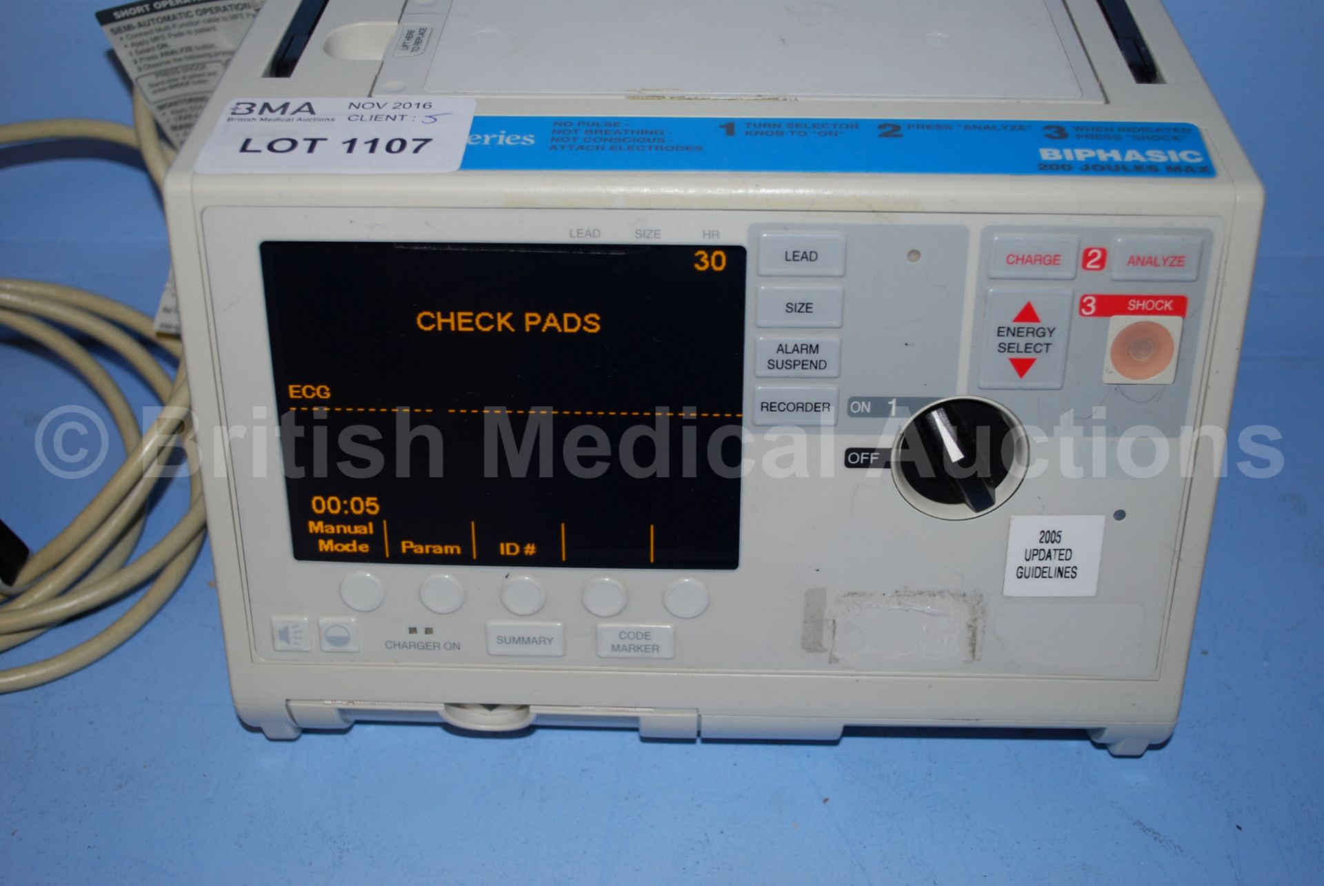 Zoll M Series Biphasic 200 Joules Max Defibrillato - Image 3 of 4