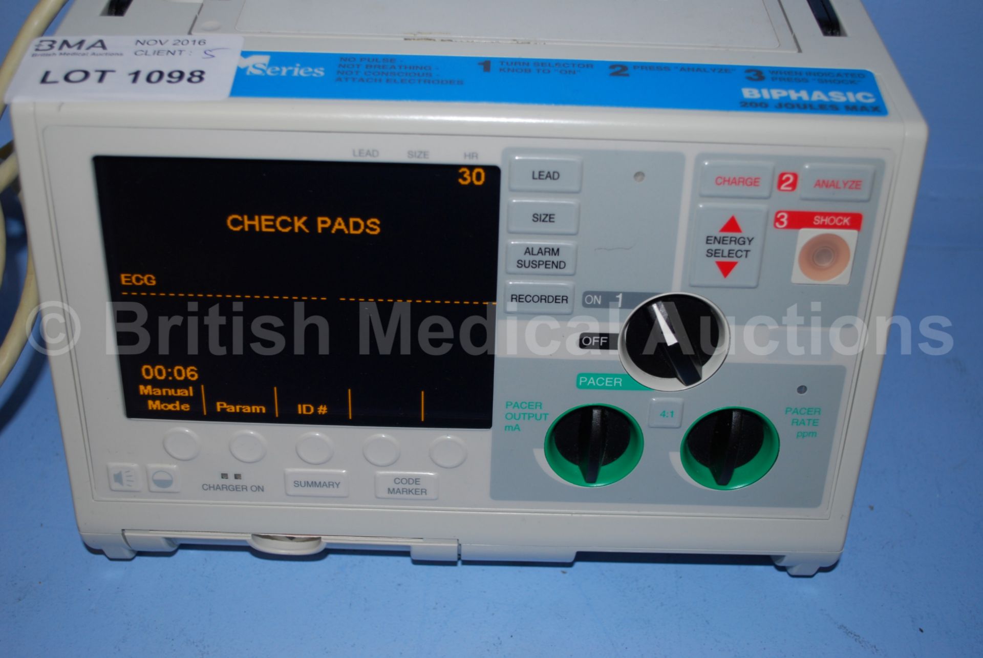 Zoll M Series Biphasic 200 Joules Max Defibrillato - Image 3 of 4