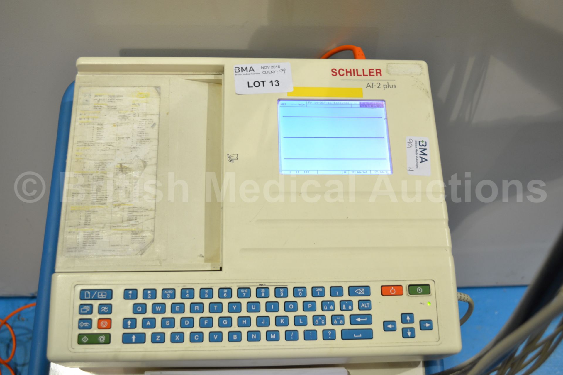 Schiller AT-2 Plus ECG Machine on Trolley with ECG - Image 4 of 4
